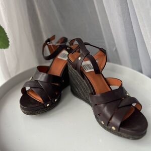 Brand new never been worn brown strappy geox wedges size US 7.5.